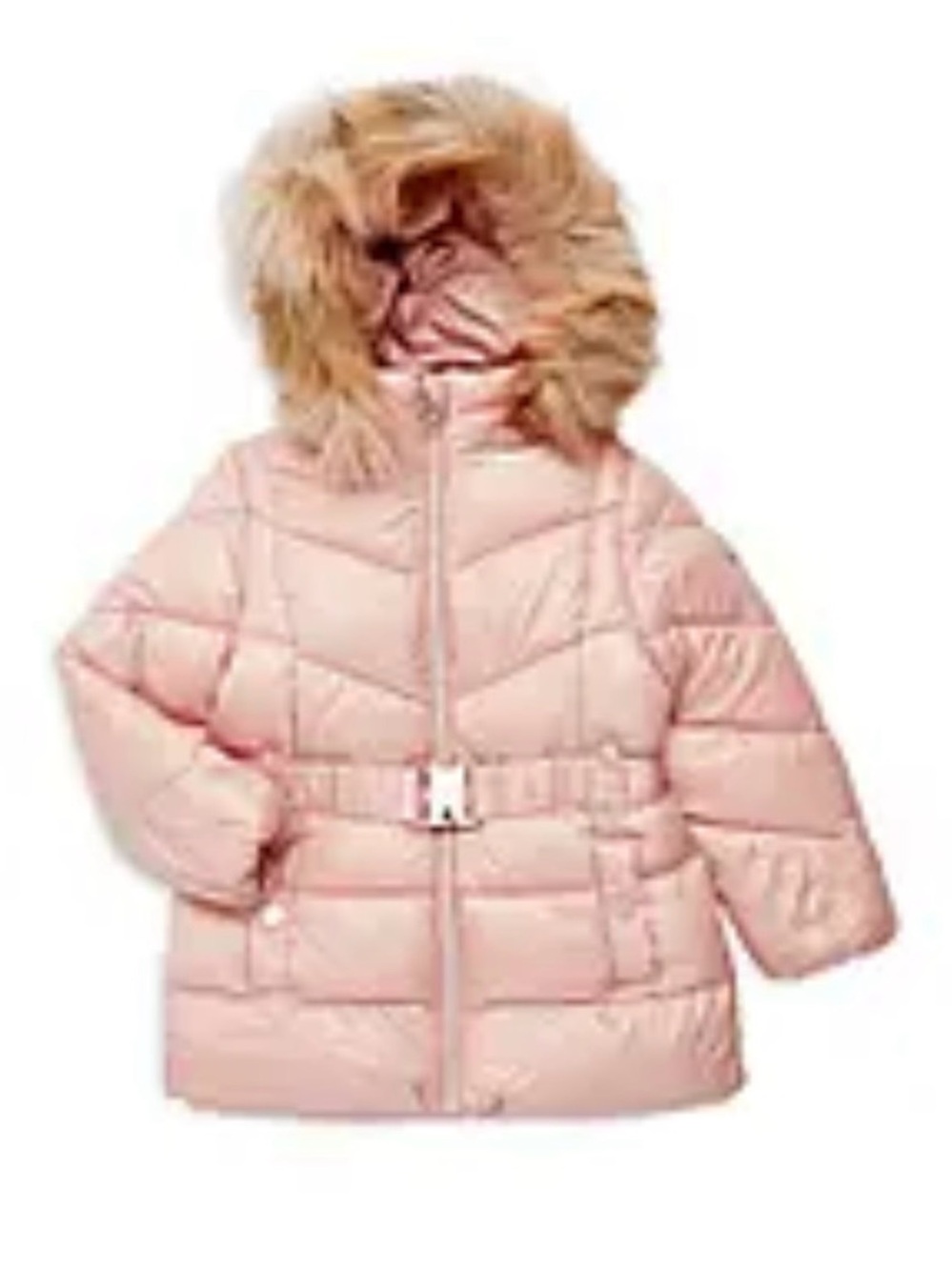 Michael Kors pink girls' belted puffer jacket